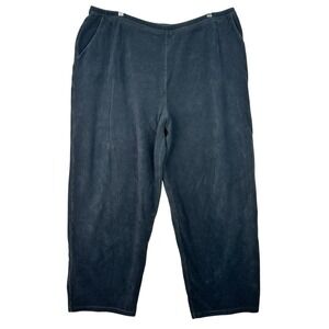 L.L.Bean Womens‎ Corduroy Pants Charcoal Gray Elastic Waist Wide Leg Plus Size